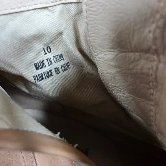 Jeffrey Campbell Dotti Boots Women 10 Beige Heeled Leather Lace Up Combat Anthro - Picture 10 of 11